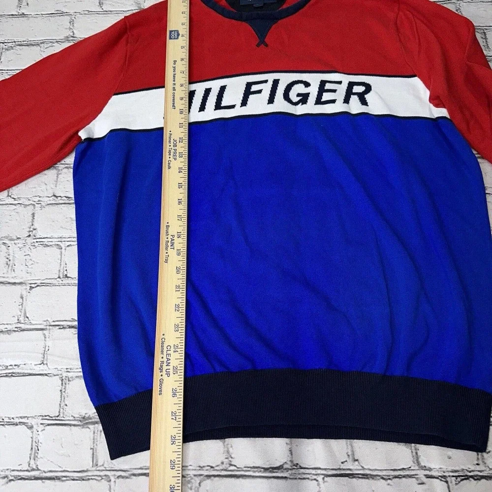 TOMMY HILFIGER - Red/White/Blue Digital Spell Out High Quality Sweater Mens XXL